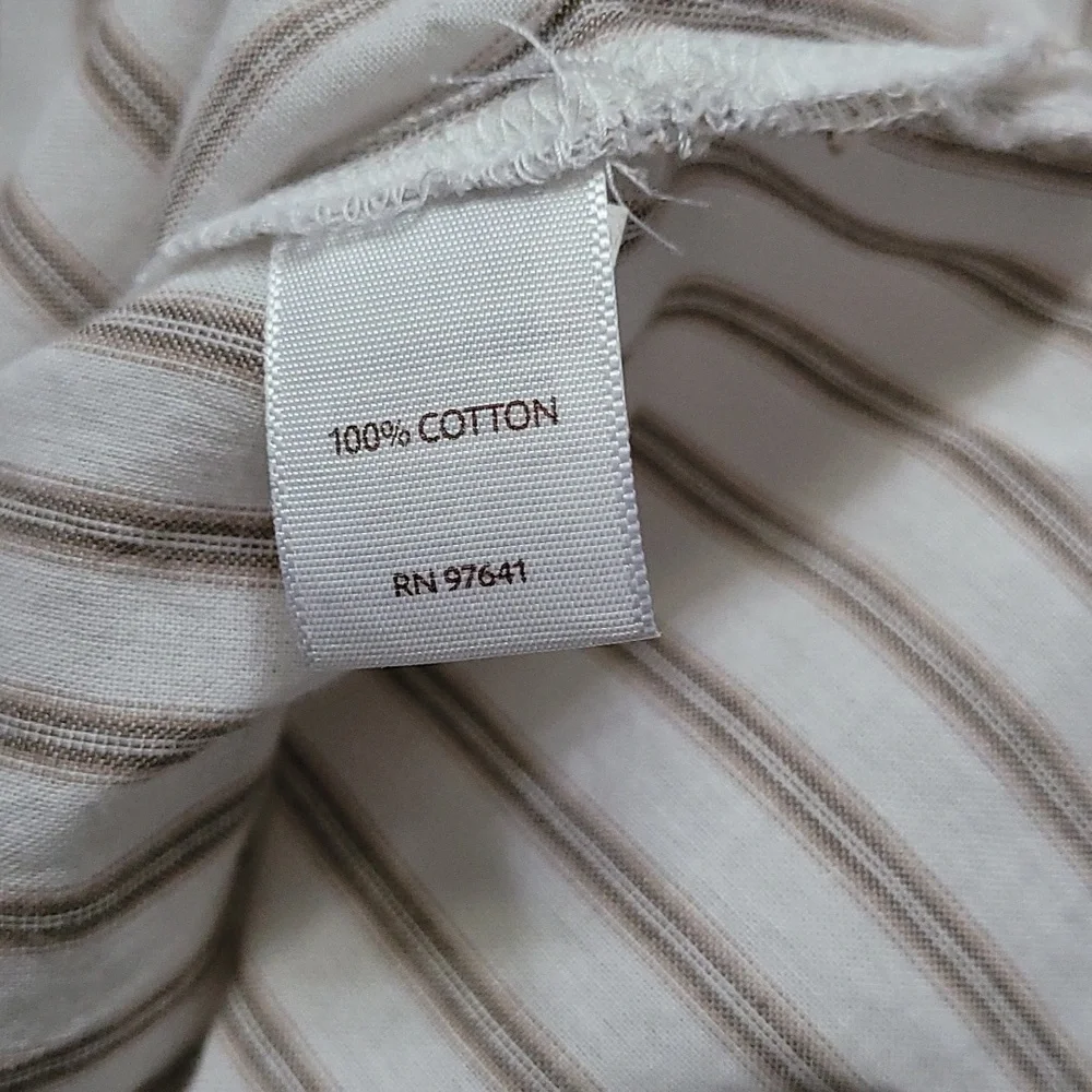 J.Jill XL White & Tan Stripe Casual Button Down Tunic - Picture 7 of 9